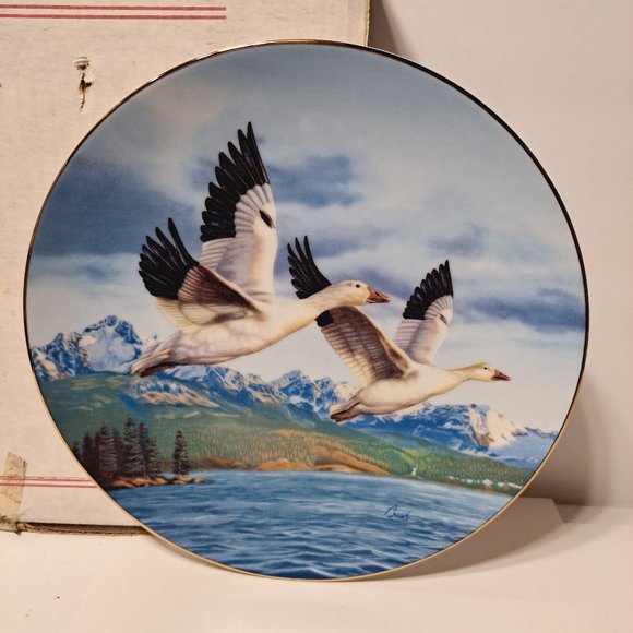 Winter Wings :Snow Geese Darrell Bush Bradford Exchange Plate Certificate 1990 - Picture 9 of 9
